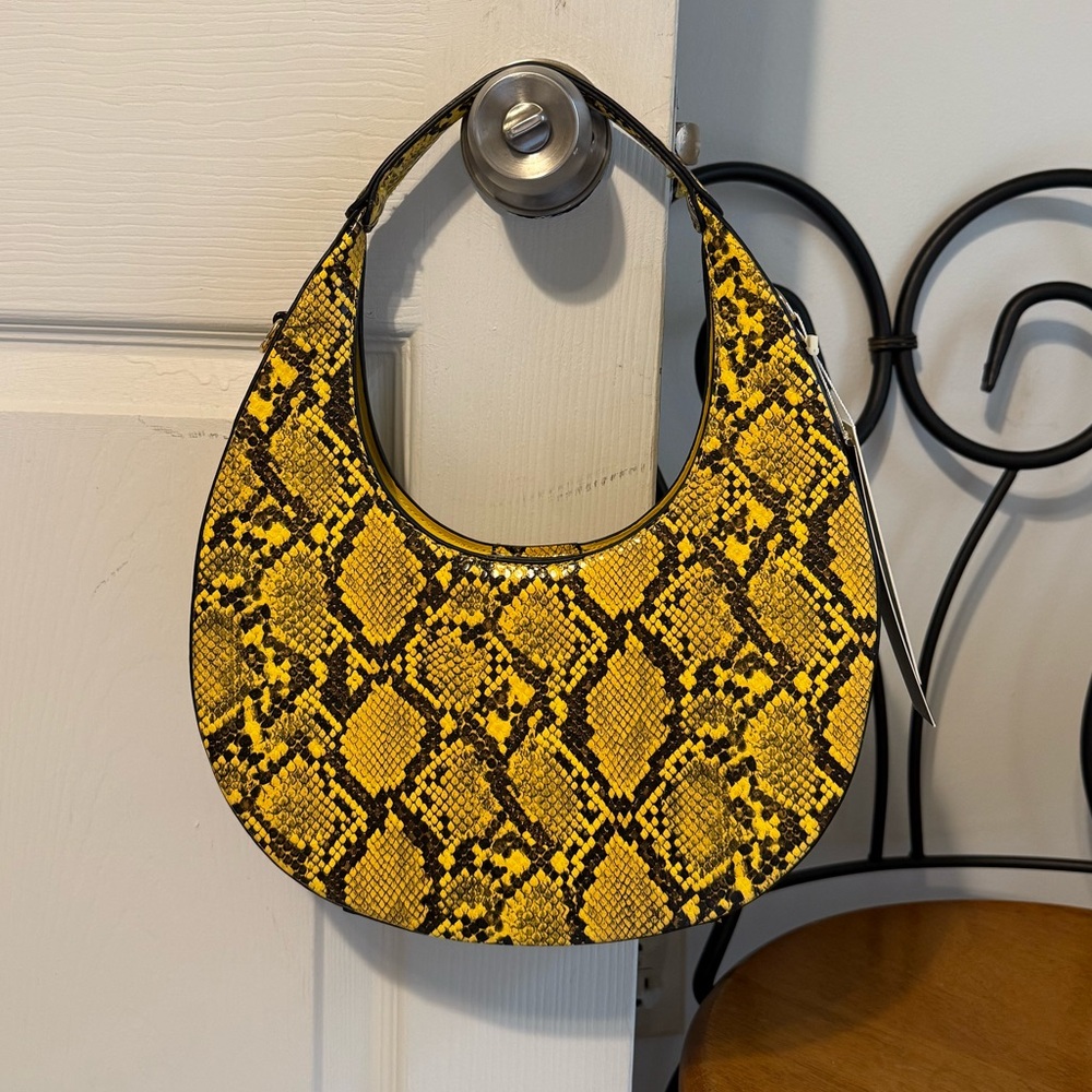 Yellow Snake Print Handbag